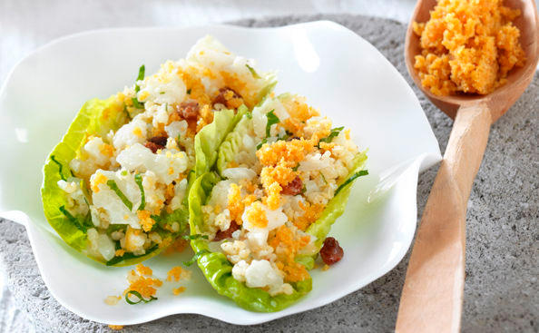Hirse-Karfiol-Salat mit Mandelcreme