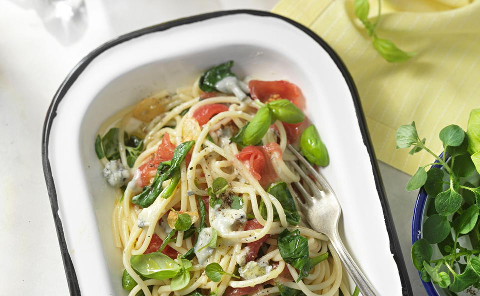 Spinat-Spaghetti mit Gorgonzola