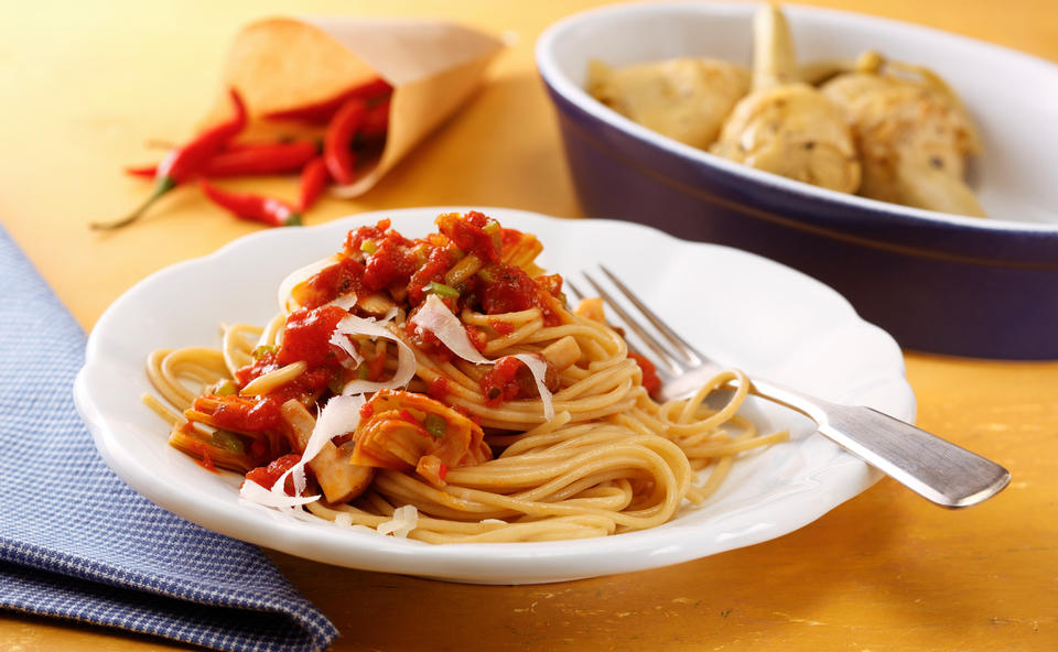Spaghetti mit Artischocken und Champignons