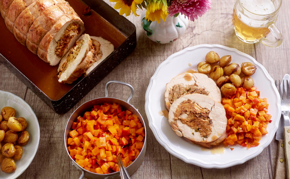 Putenbraten mit Brioche-Schwammerlfülle