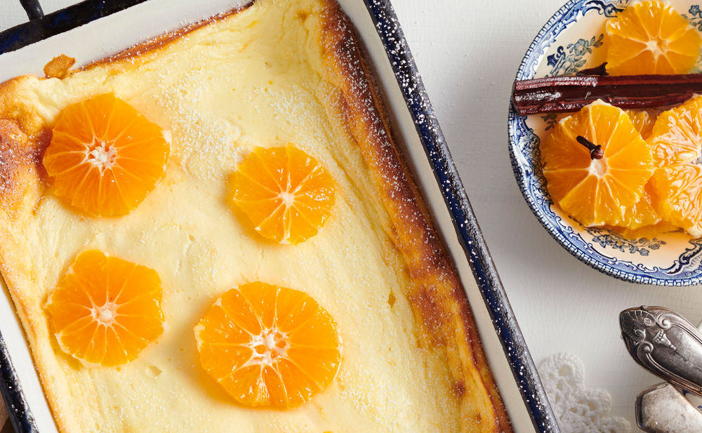 Topfen-Soufflé-Auflauf mit Gewürz-Clementinen • Rezept • GUSTO.AT