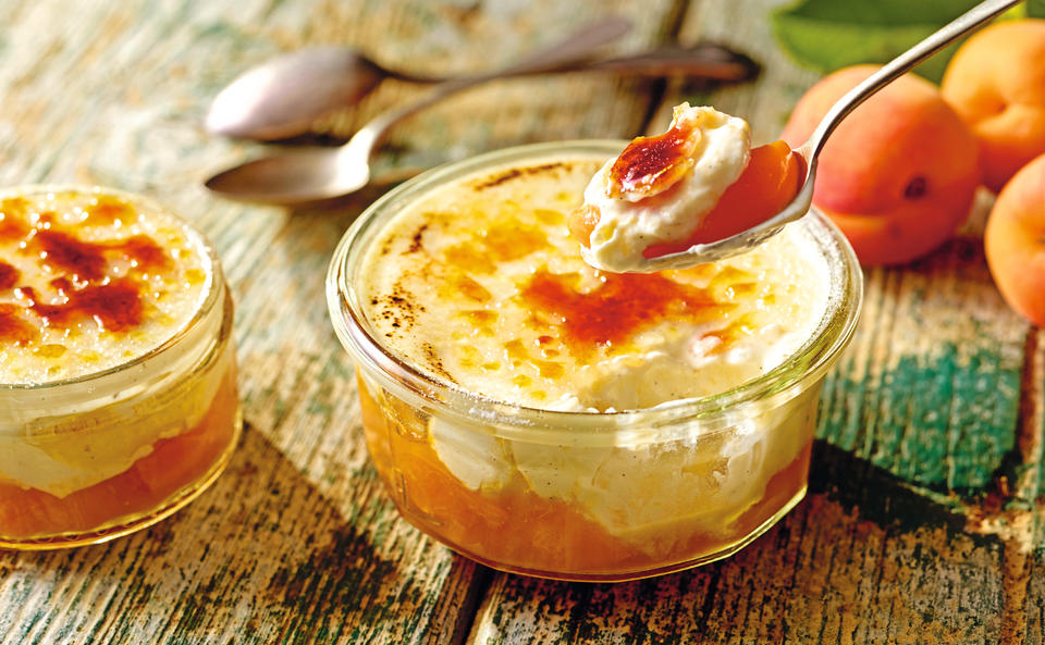 No bake Crème brûlée mit Marillenröster