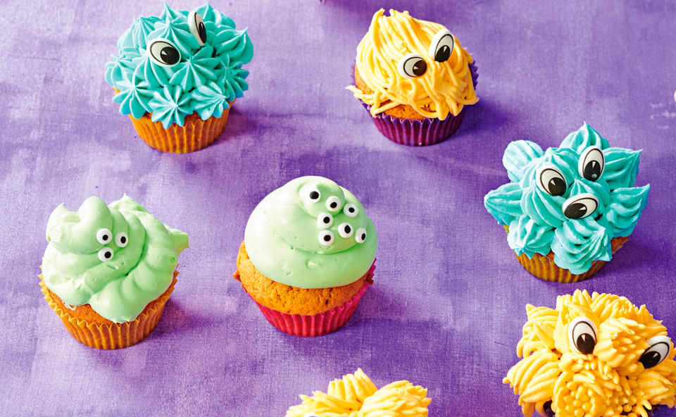 Süße Monster-Cupcakes für Halloween