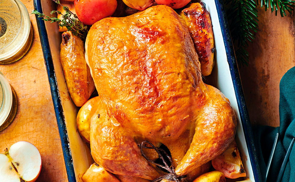 Brathendl mit brauner Vanillebutter und Äpfeln • Rezept • GUSTO.AT