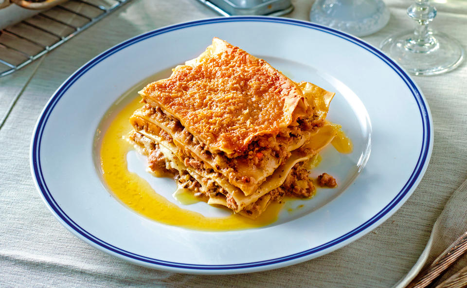 Lasagne Quattro Formaggi mit Lollo verde