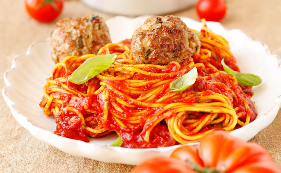 Polpette mit Paradeiser-Spaghetti