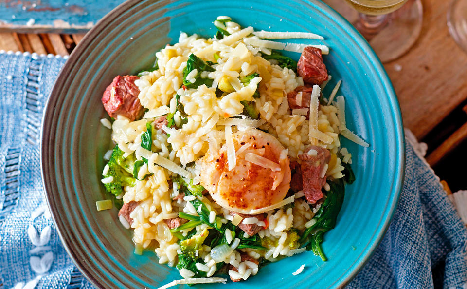 Risotto mit Rindfleisch und Jakobsmuscheln