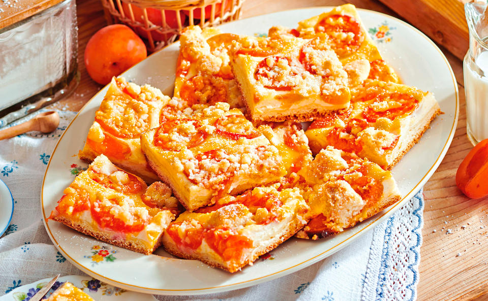 Topfen-Marillenfleck mit Streusel