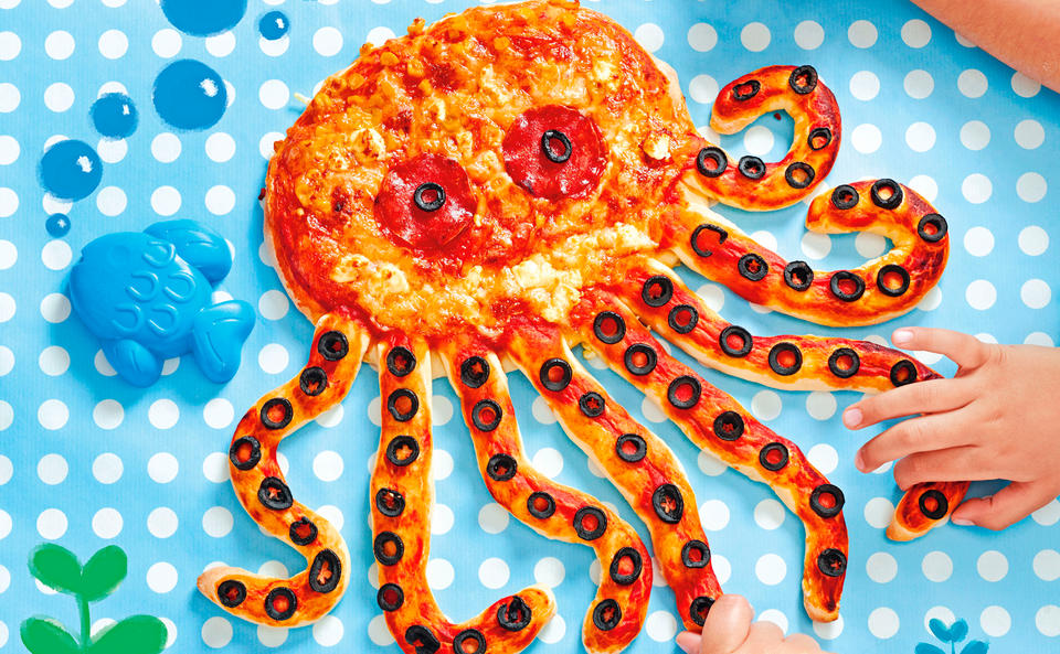 Lustige Oktopus-Pizza