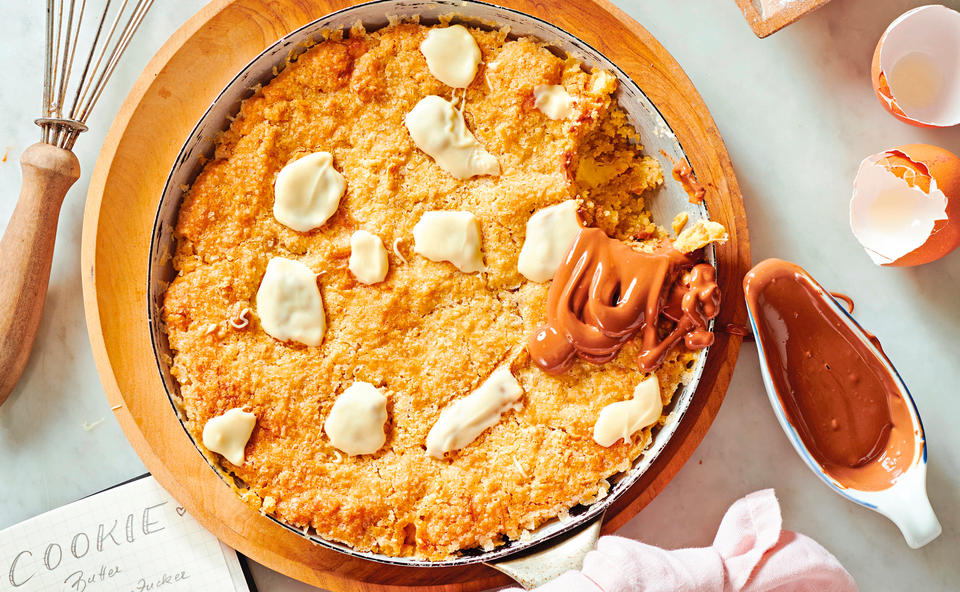 Riesen-Cookie mit weißer Schokolade und Nougat