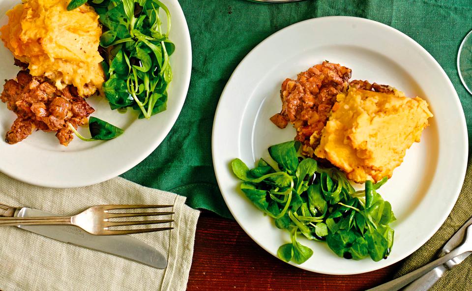 Ganslragout mit Erdäpfelpüree überbacken