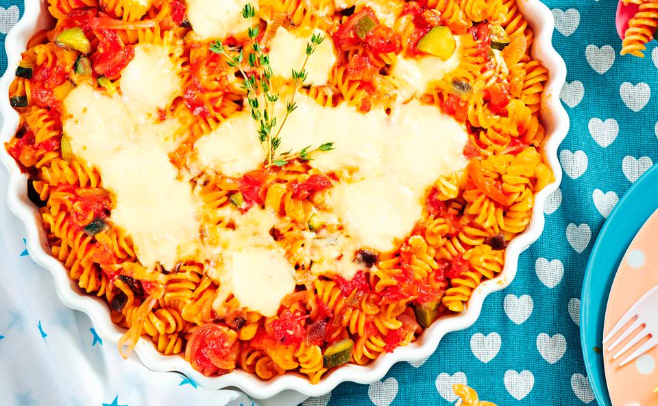 Ratatouille-Fusilli mit Mozzarella