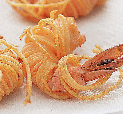 Johann Lafer: Riesengarnelen in Kartoffelspaghetti