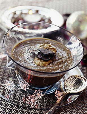 Linsensuppe mit gebratener Kaninchenleber