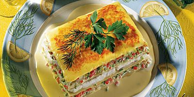 Seeteufel-Lasagne mit Gemüse