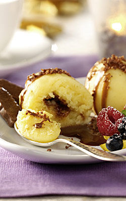 Milka Schokolatius-Knödel mit Milka Soße