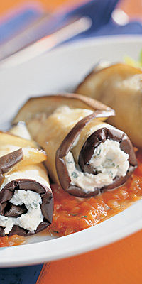 Melanzani-Röllchen mit Ziegenfrischkäse
