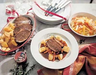Geschmorter Rindsbraten mit Wurzelgemüse