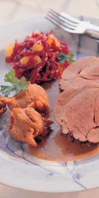 Wildschweinbraten mit Gemüsesauce