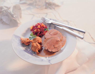 Wildschweinbraten mit Gemüsesauce