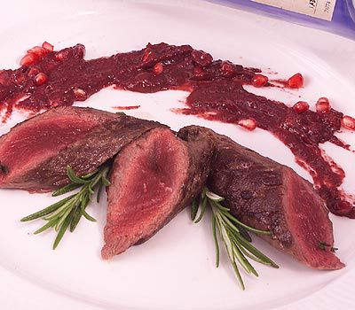 Hirschfilet mit "hochgeistigem" Weichselpüree