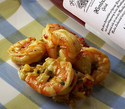 Scampi in Paprika-Trikolore