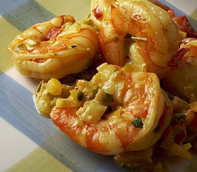 Scampi in Paprika-Trikolore