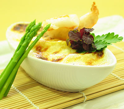 Scampi - Spargel - Gratin