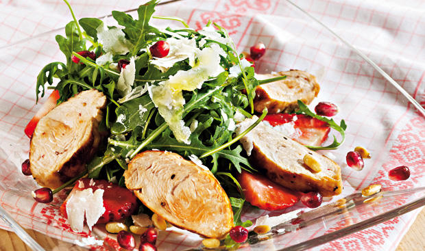 Putenstreifen mit Salat