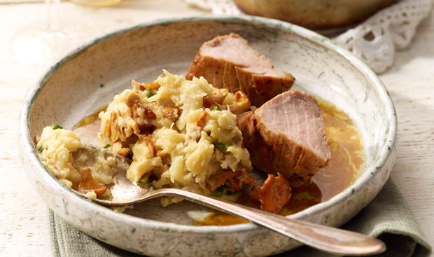 Schweinsfilet mit Tannenhonig und Schwammerlpüree