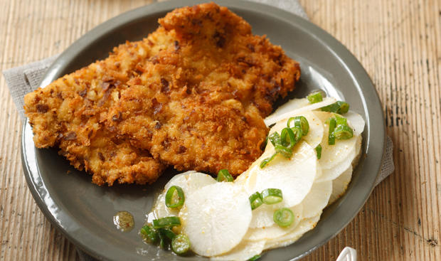 Schnitzel in Brezelpanier