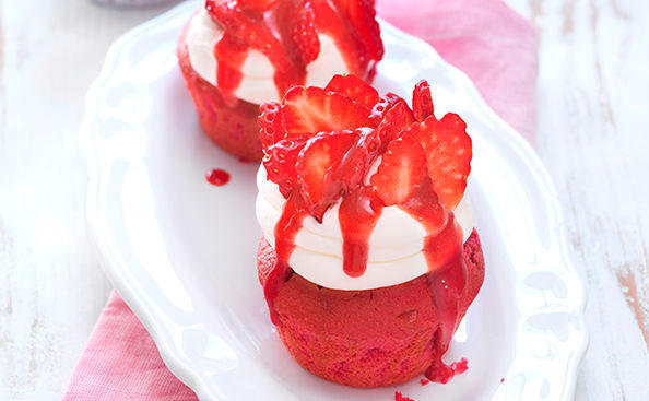 Rote Erdbeer-Cupcakes