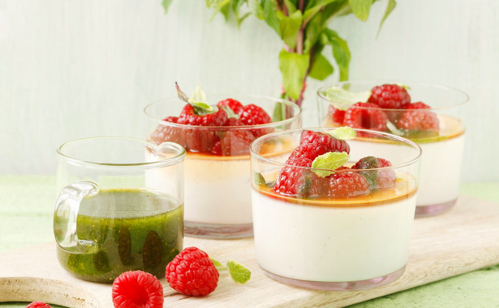 Joghurt-Panna cotta mit Minzepesto • Rezept • GUSTO.AT