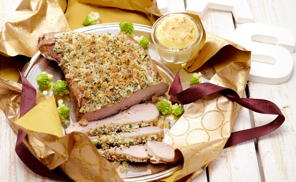 Kalbstafelspitz mit Lardo-Kräuterkruste