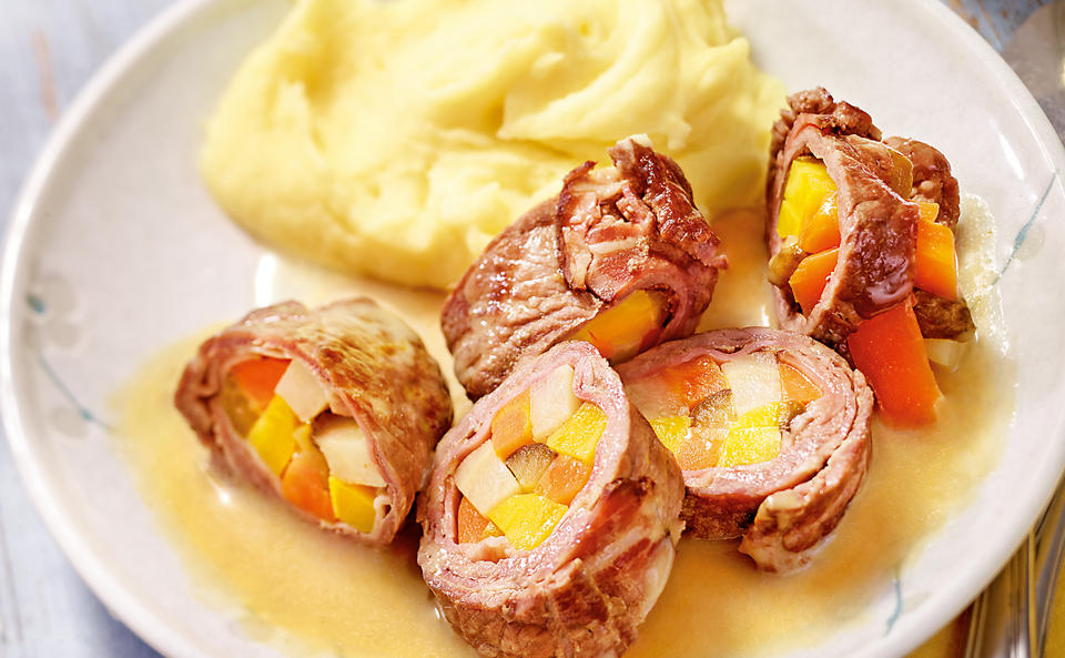 Rindsroulade mit Erdäpfelpüree