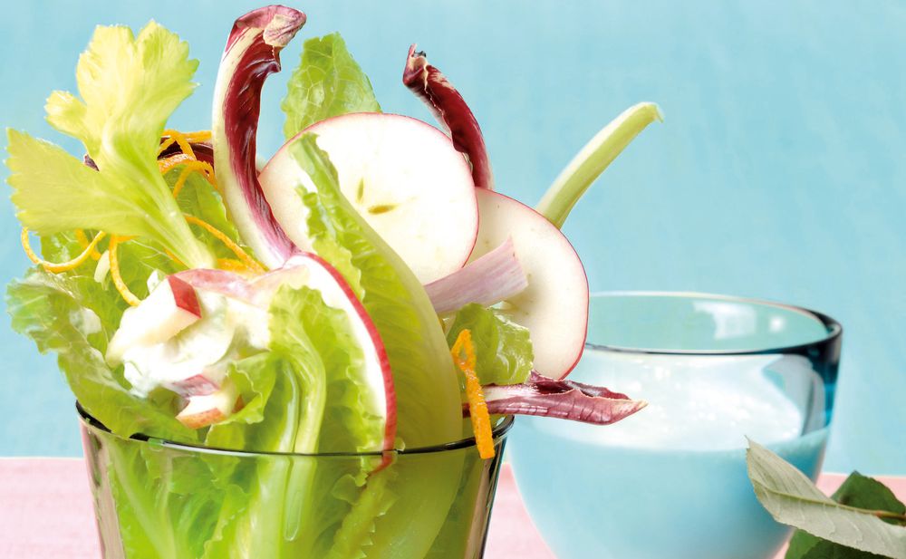 Salat Bouquet mit Orangen Rahm Dressing • Rezept • GUSTO.AT