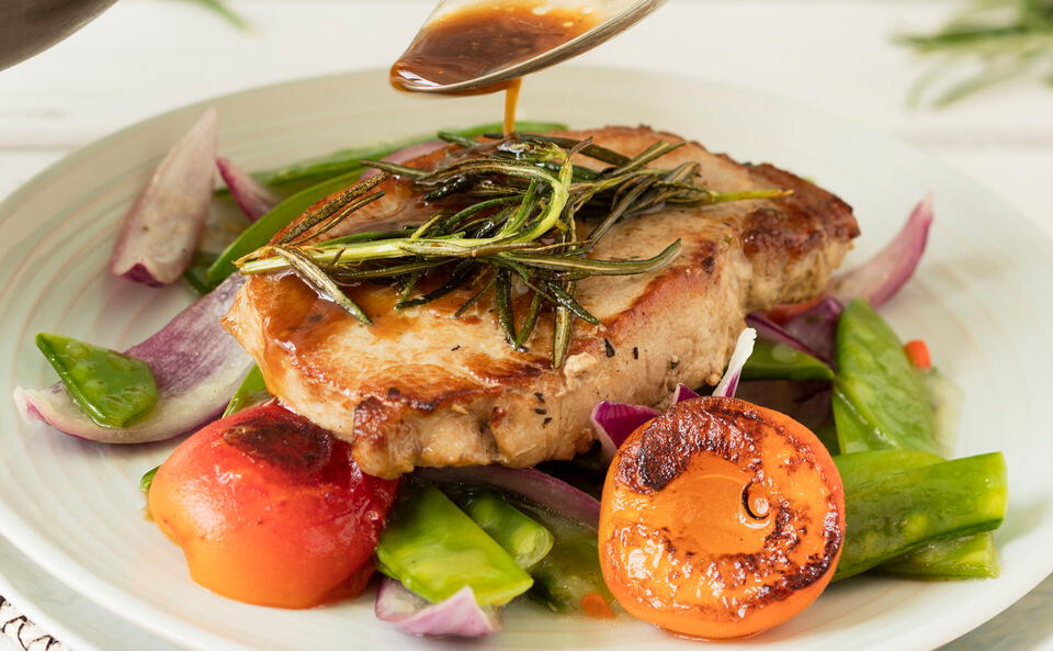 Schweinssteak mit Marillen