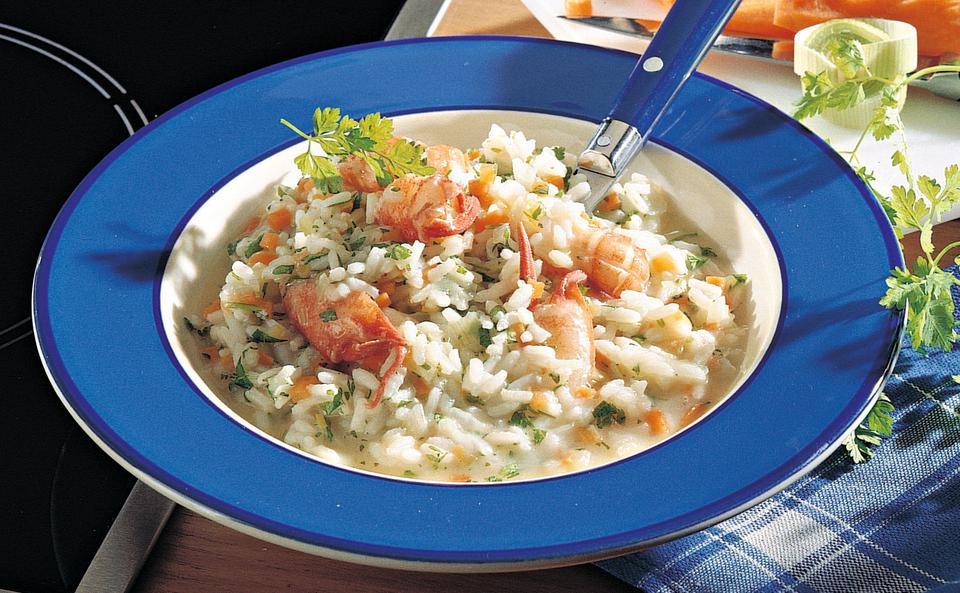 Krebsen-Risotto mit Gemüse