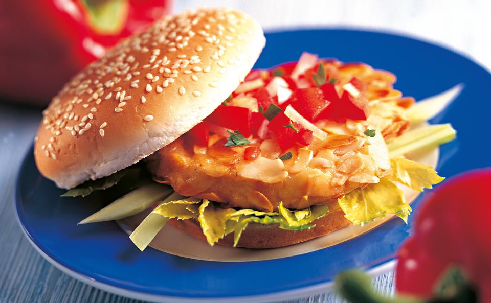 Hendl-Burger mit Gemüsesalsa