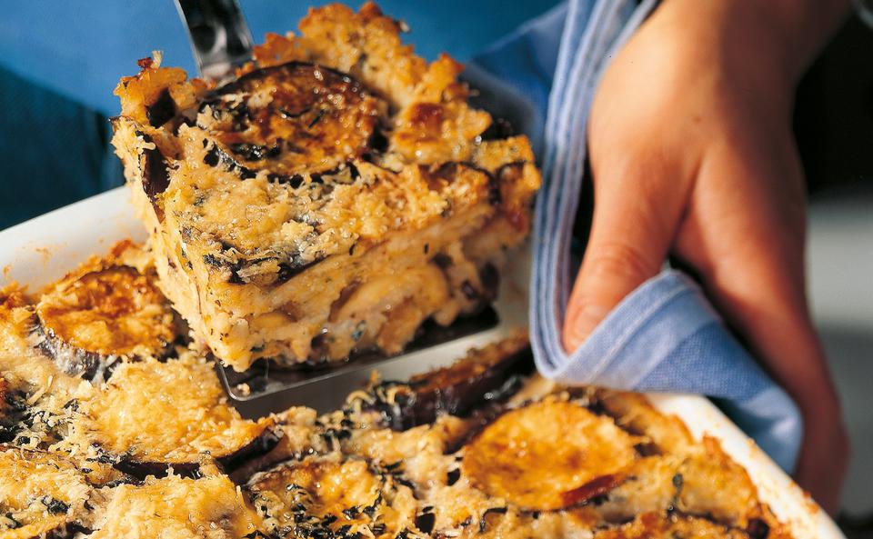 Melanzani-Reisauflauf mit Blauschimmelkäse