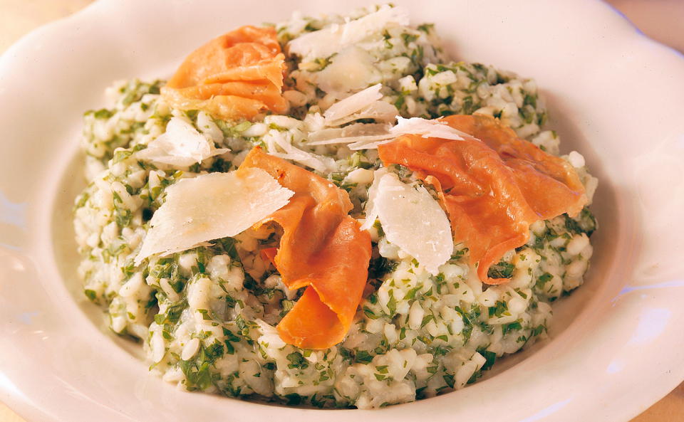 Kräuter-Risotto mit Parmaschinken