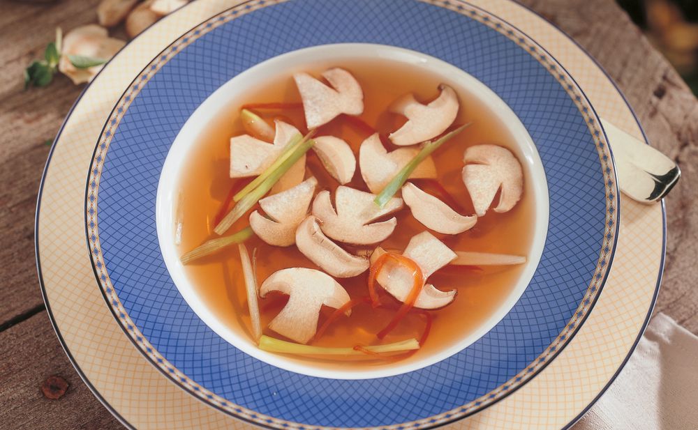 Steinpilz-Consommé mit Gemüsestreifen • Rezept • GUSTO.AT