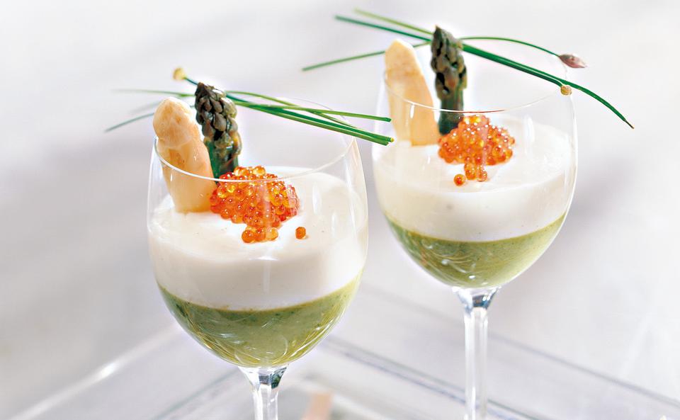 Zweierlei Spargel-Mousse mit Keta-Kaviar