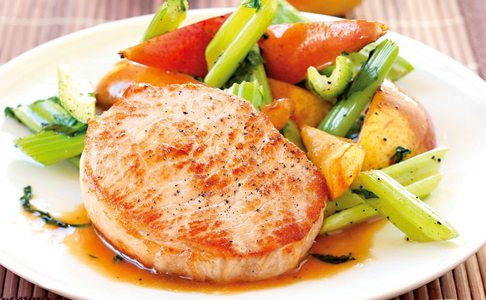 Schweins-Steak mit Birnen