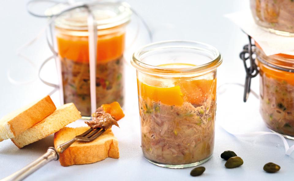 Gewürzenten-Rillettes mit Mango-Gelee