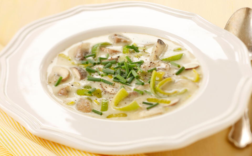 Champignonsuppe mit Lauch