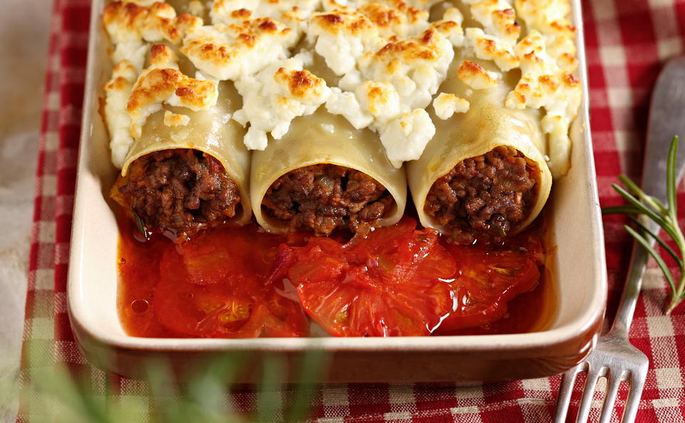 Überbackene Cannelloni mit Lammfülle