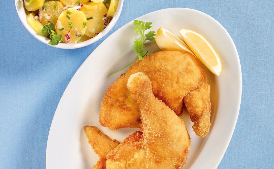 Backhendl mit Erdäpfel-Vogersalat