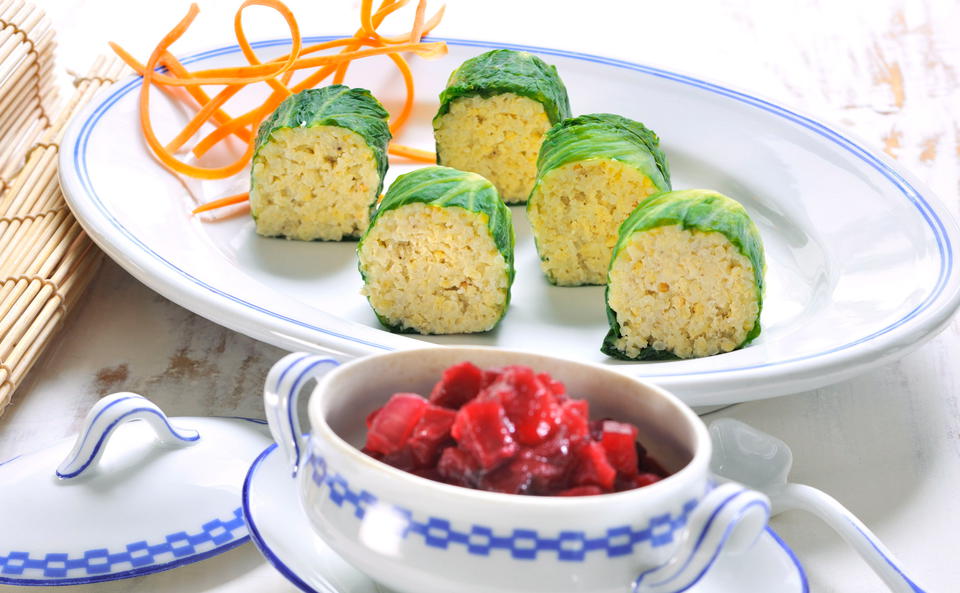 Hirse-Maki mit Rote-Rüben-Zwetschken-Chutney