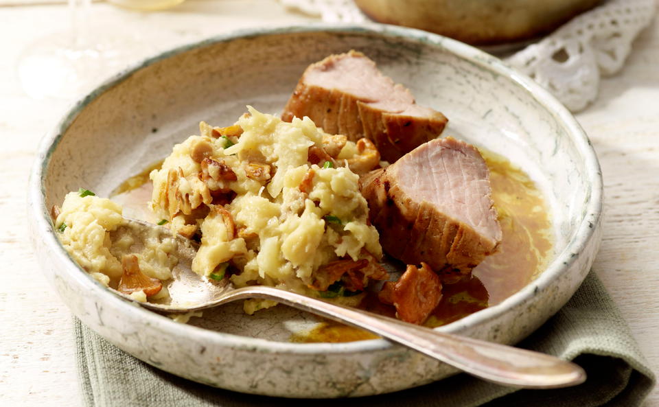 Schweinsfilet mit Tannenhonig und Schwammerlpüree